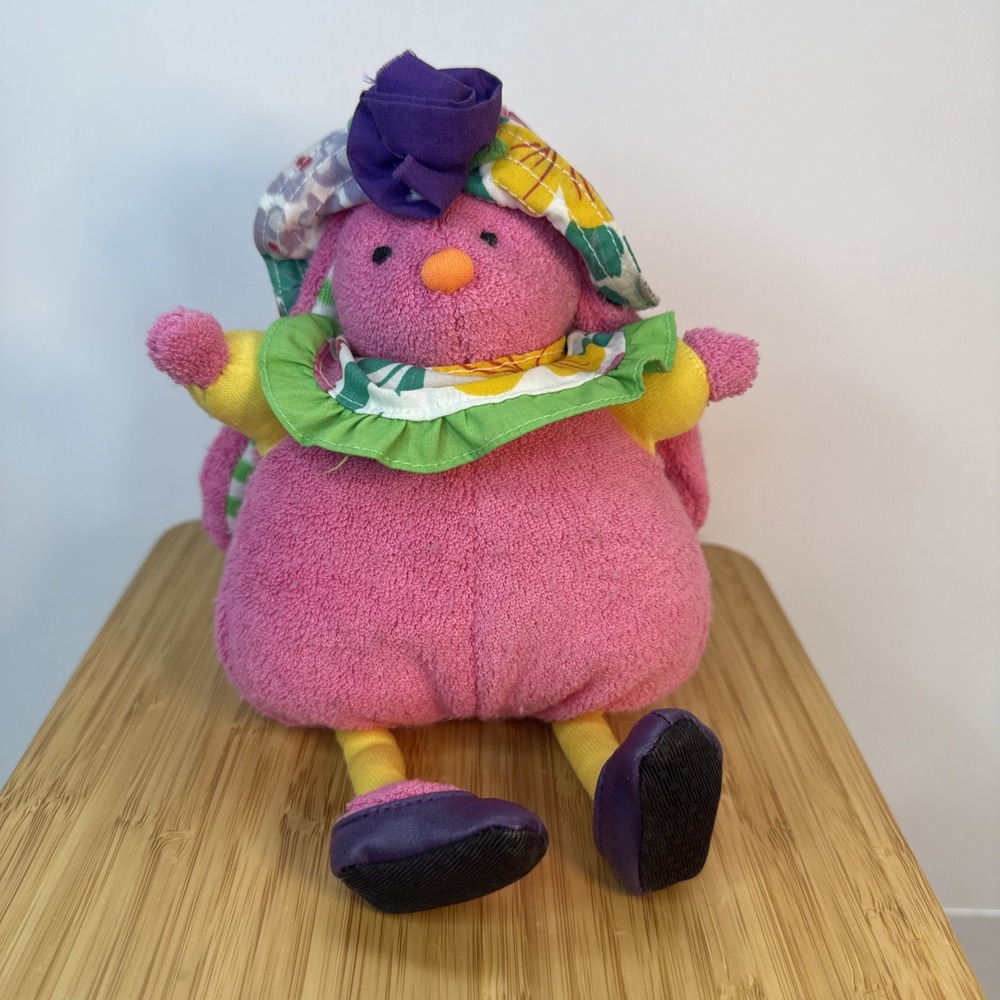 Russ Hugamuffin Pink Rabbit Plush Bunny 9" Terry Cloth Stuffed Animal Toy VTG